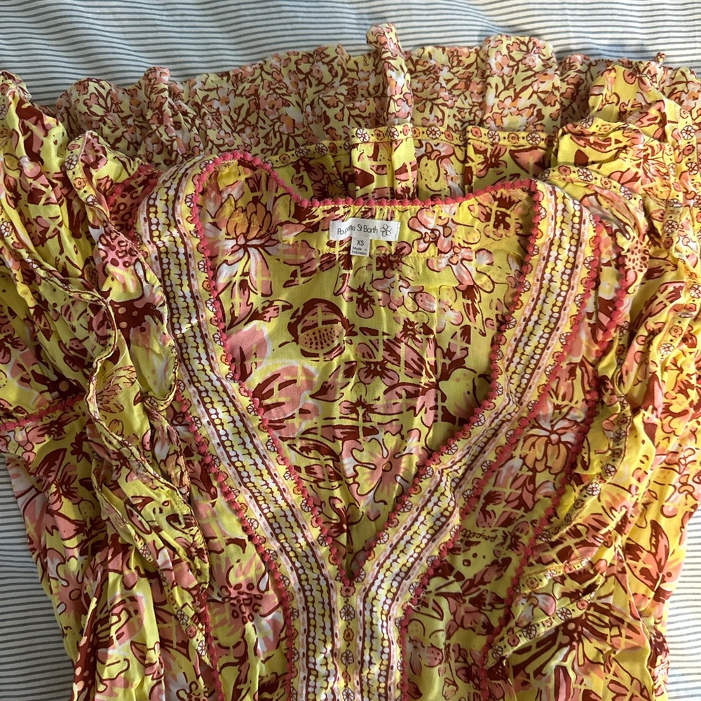 Poupette St. Barth Yellow and Pink Floral Mini Dress - Picture 5 of 5